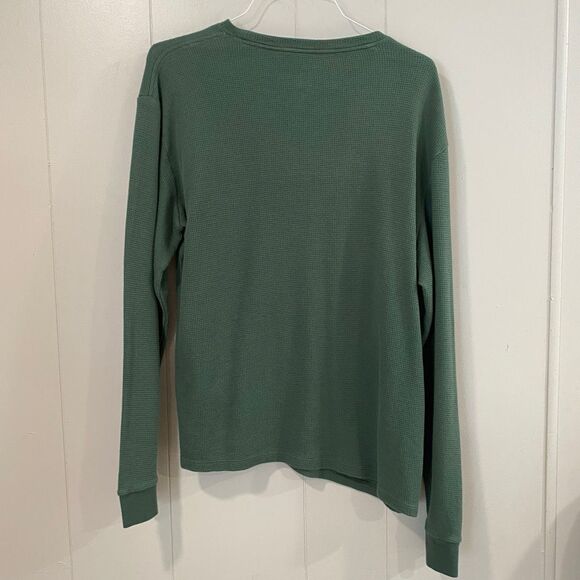 Lacoste Sleepwear Waffle Knit Long Sleeve Shirt Green XL Loungewear Top - Picture 2 of 9